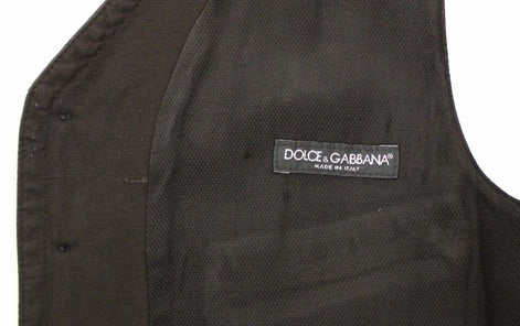 Dolce & Gabbana Black Flax Cotton Dress Vest Blazer Dolce & Gabbana