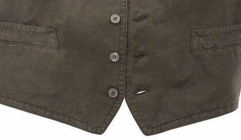 Dolce & Gabbana Black Flax Cotton Dress Vest Blazer Dolce & Gabbana