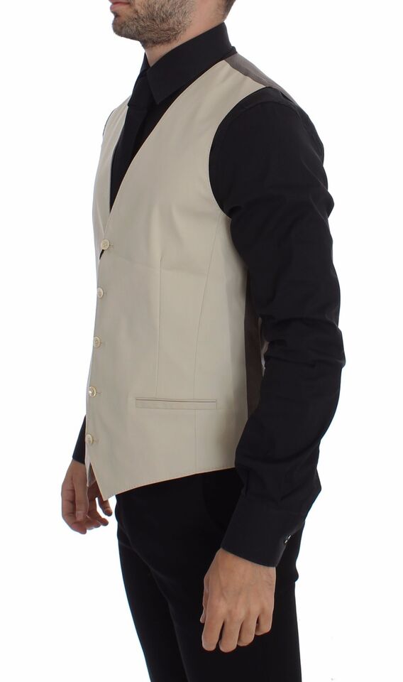 Dolce & Gabbana Beige Cotton Stretch Dress Vest Blazer Dolce & Gabbana
