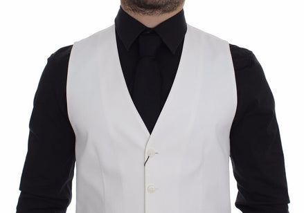 Dolce & Gabbana White Cotton Silk Blend Dress Vest Blazer Dolce & Gabbana