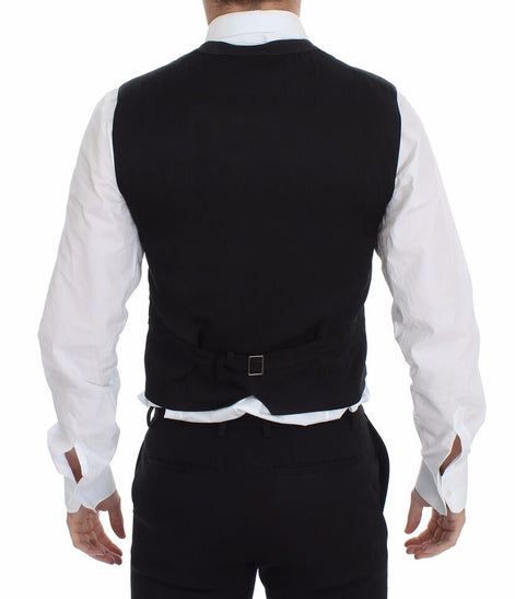 Dolce & Gabbana Black Cotton Viscose Dress Vest Blazer Dolce & Gabbana