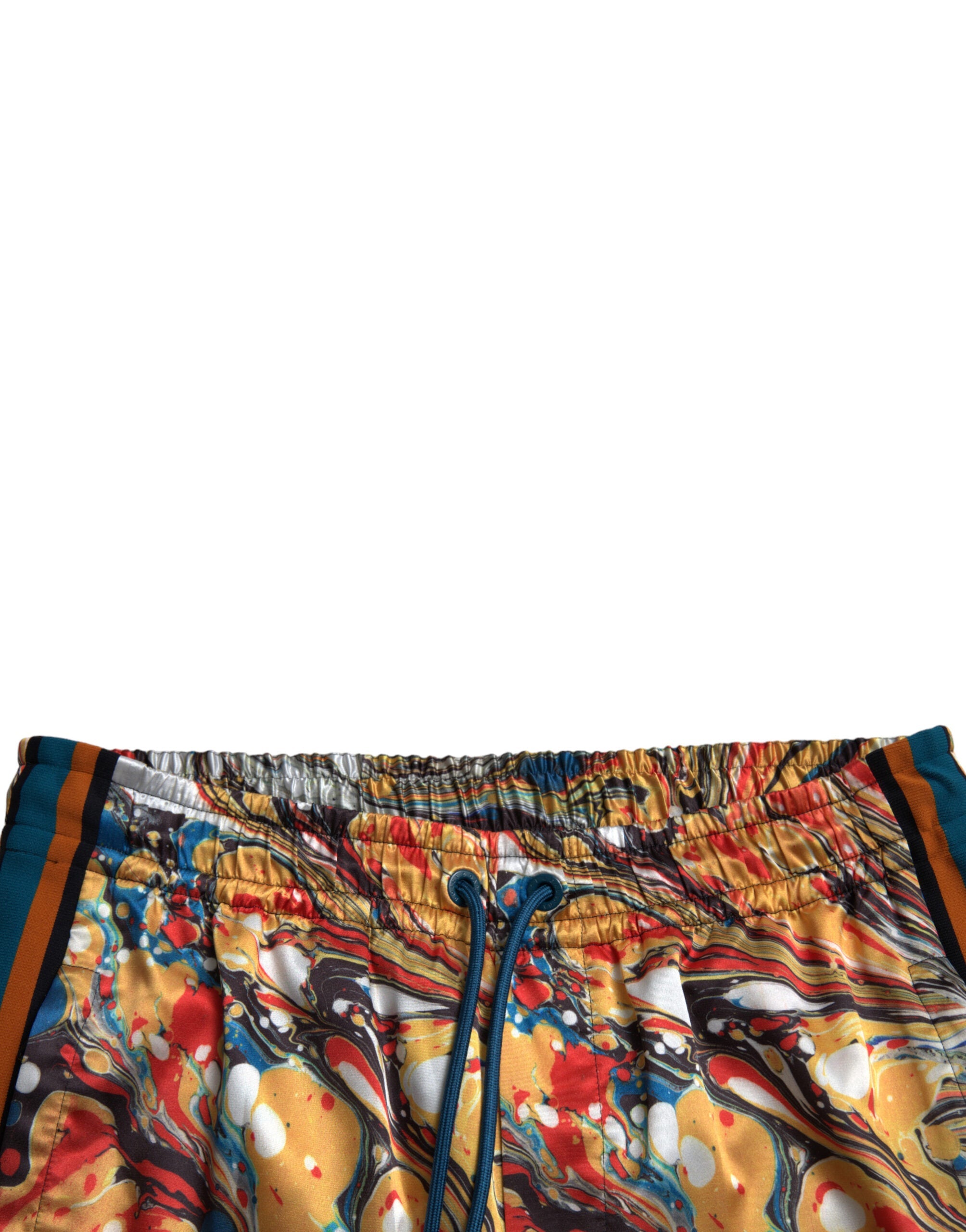Dolce & Gabbana Multicolor Marble Print Satin Pants Dolce & Gabbana