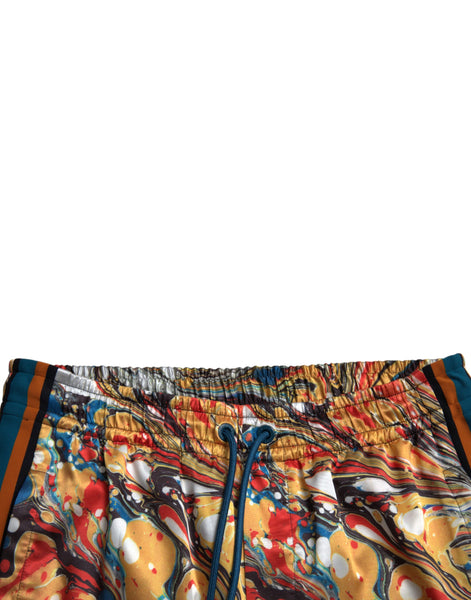 Dolce & Gabbana Multicolor Marble Print Satin Pants Dolce & Gabbana