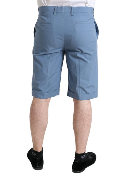Dolce & Gabbana Sky Blue Cotton Folded Hem Men Bermuda Shorts Dolce & Gabbana