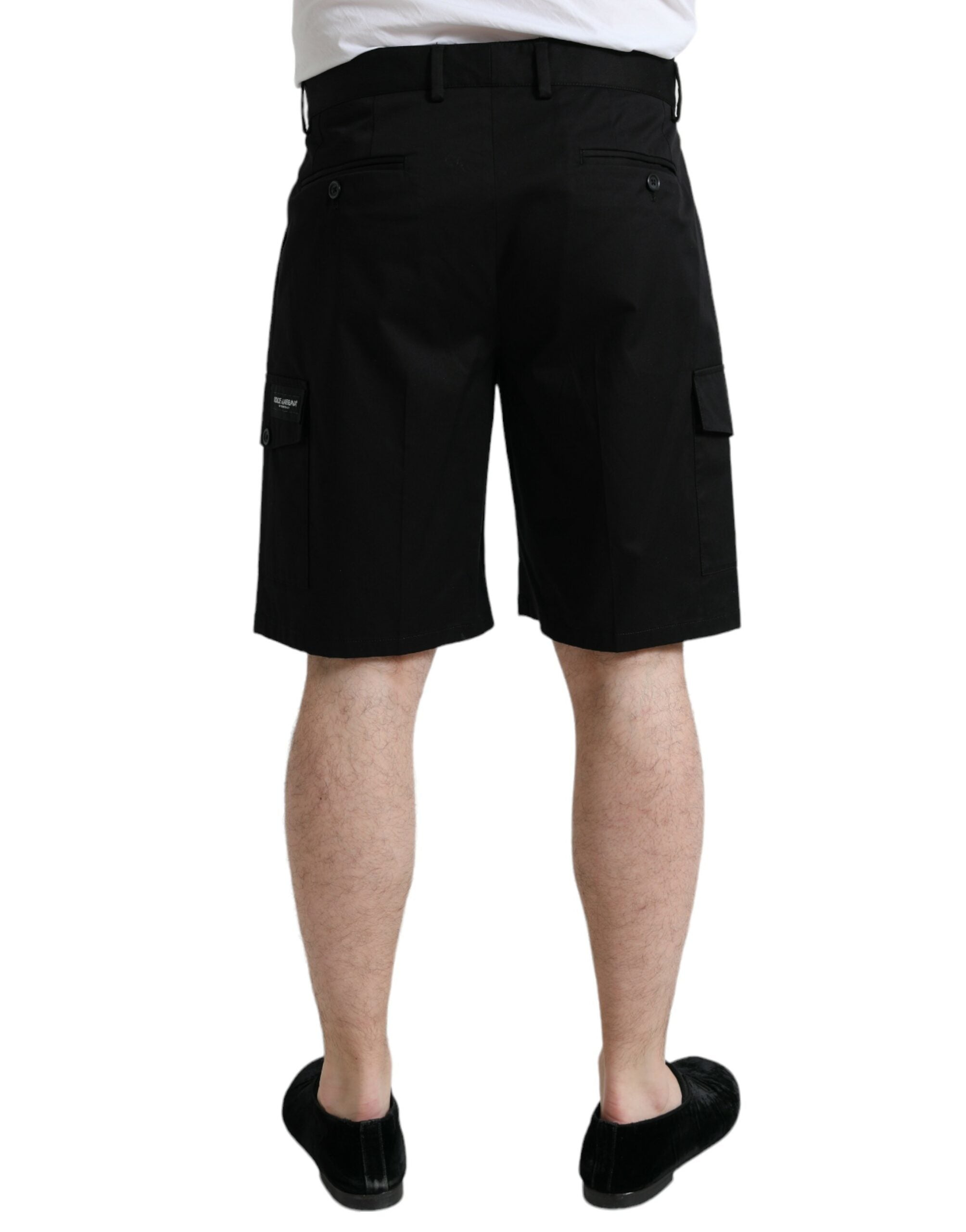 Dolce & Gabbana Black Cotton Stretch Cargo Bermuda Shorts Dolce & Gabbana