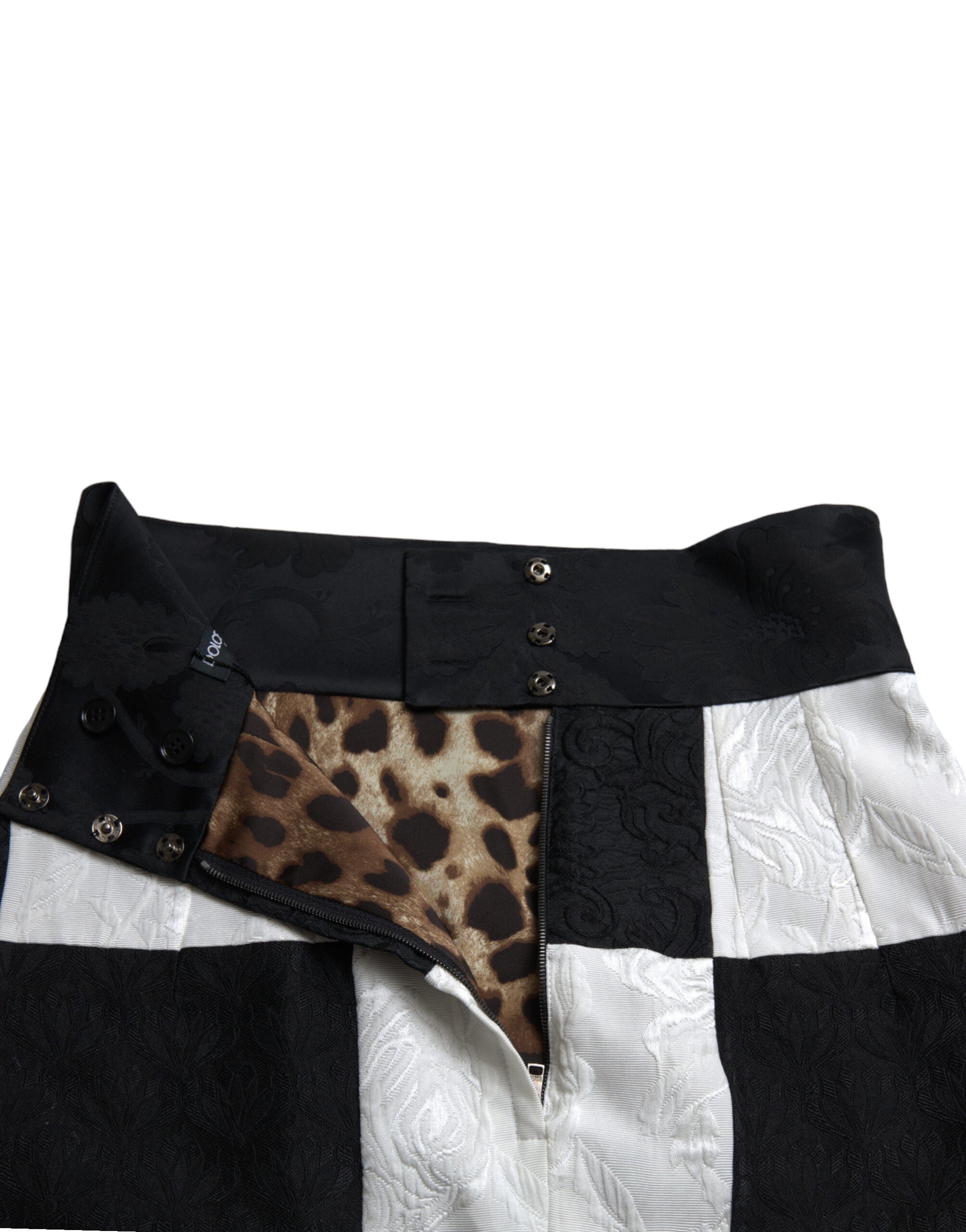 Dolce & Gabbana Black White Floral Brocade High Waist Skirt Dolce & Gabbana