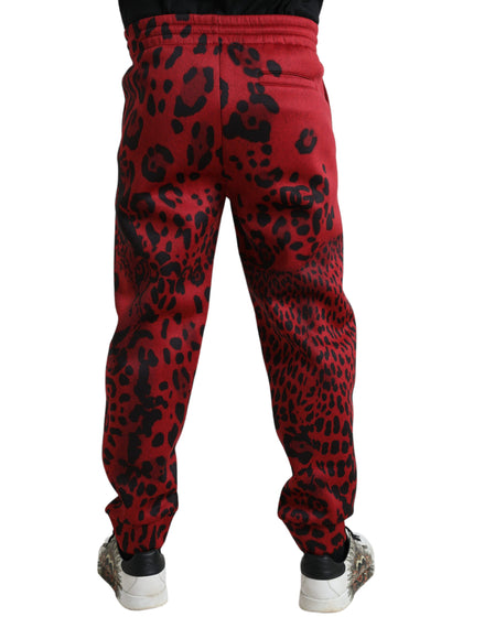 Dolce & Gabbana Red Black Leopard Stretch Jogger Pants Dolce & Gabbana