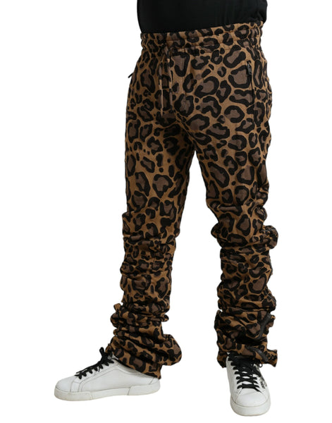 Dolce & Gabbana Brown Leopard Jacquard Jogger Pants Dolce & Gabbana
