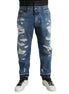 Dolce & Gabbana Blue Tattered Cotton Men Denim Jeans Dolce & Gabbana