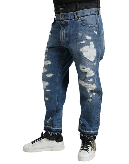Dolce & Gabbana Blue Tattered Cotton Men Denim Jeans Dolce & Gabbana