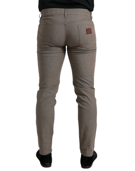 Dolce & Gabbana Brown Cotton Stretch Skinny Men Pants Dolce & Gabbana
