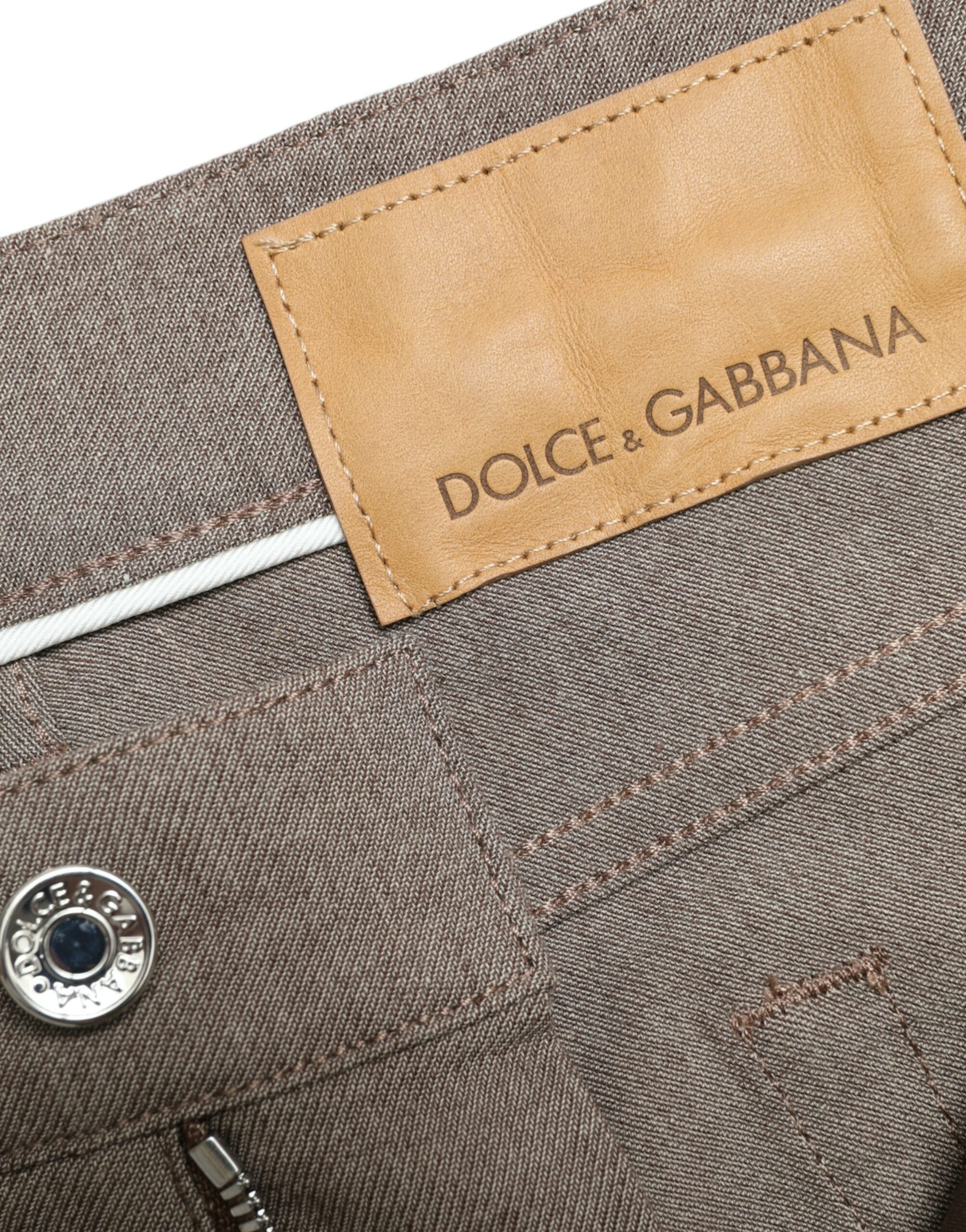 Dolce & Gabbana Brown Cotton Stretch Skinny Men Pants Dolce & Gabbana