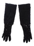 Dolce & Gabbana Black Lace Wool Lambskin Fur Elbow Gloves Dolce & Gabbana