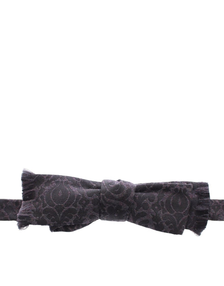 Dolce & Gabbana Gray Black Wool Bow Tie Dolce & Gabbana