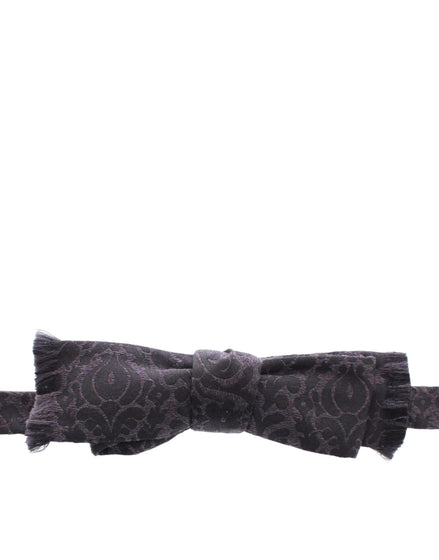 Dolce & Gabbana Gray Black Wool Silk Bow Tie Dolce & Gabbana