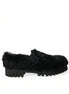 Dolce & Gabbana Black Fur Leather Slippers Dress Shoes Dolce & Gabbana
