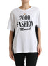 Dolce & Gabbana White Slogan Print Lacing Detailed T-shirt Dolce & Gabbana