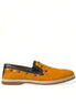 Dolce & Gabbana Orange Linen Leather Studded Loafers Shoes Dolce & Gabbana