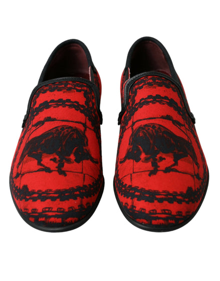 Dolce & Gabbana Red Black Torero Loafers Slippers Men Shoes Dolce & Gabbana