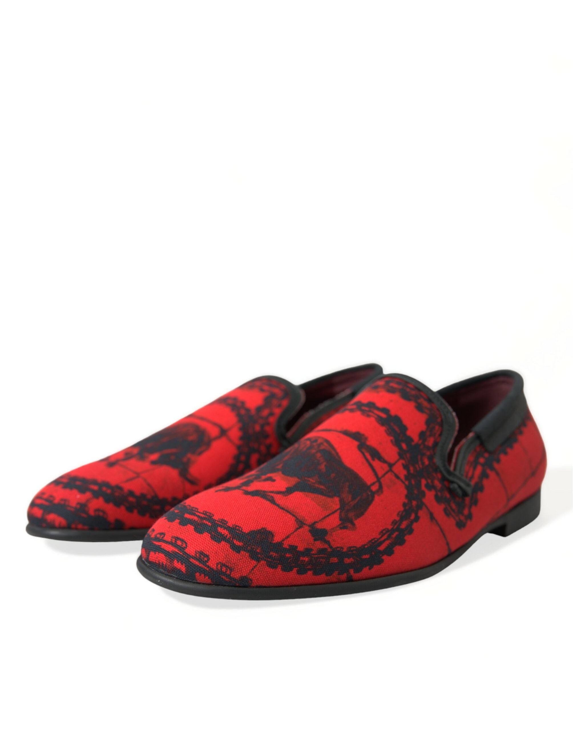 Dolce & Gabbana Red Black Torero Loafers Slippers Men Shoes Dolce & Gabbana