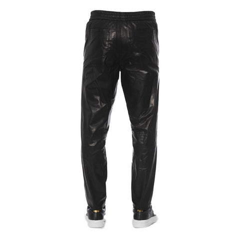 Trussardi Black Lamb Leather Men Pant Trussardi