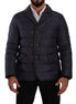 Dolce & Gabbana Blue Silk Goat Coat Blouson Winter Jacket Dolce & Gabbana