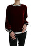 Dolce & Gabbana Bordeaux Velvet Round Neck Pullover Sweater Dolce & Gabbana