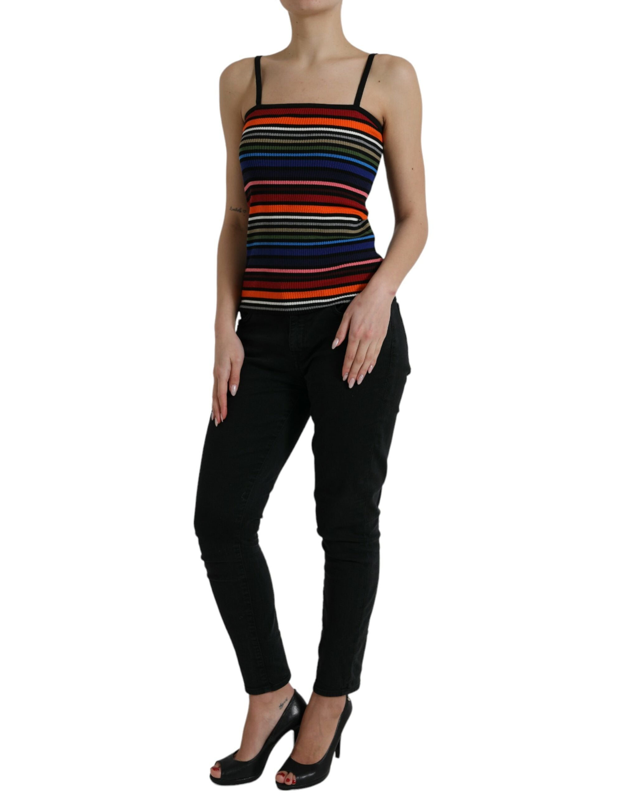 Dolce & Gabbana Multicolor Stripes Spaghetti Strap Tank Top Dolce & Gabbana
