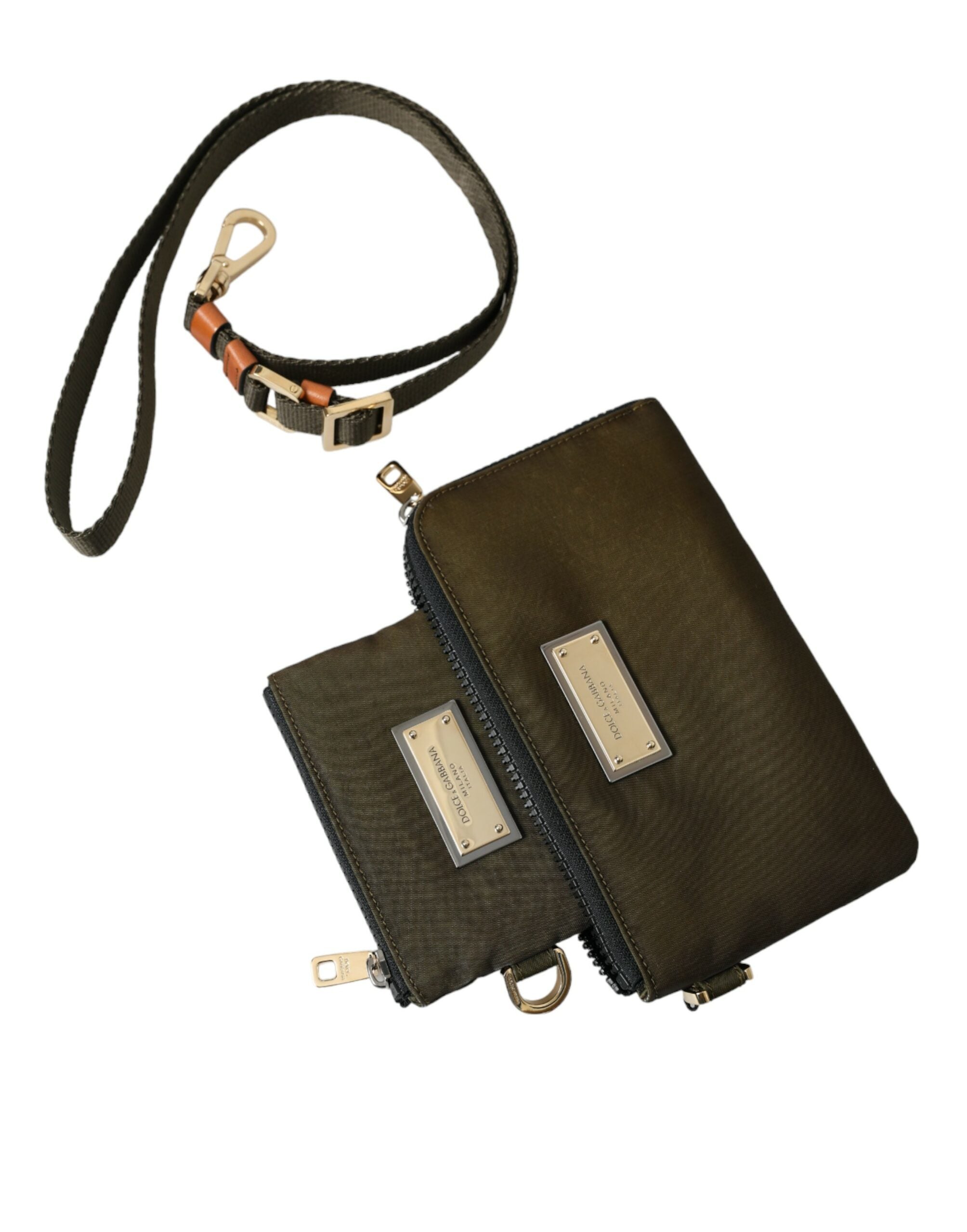 Dolce & Gabbana Dark Green Nylon Logo Multifunctional Kit 2 Pcs Set Bags Dolce & Gabbana