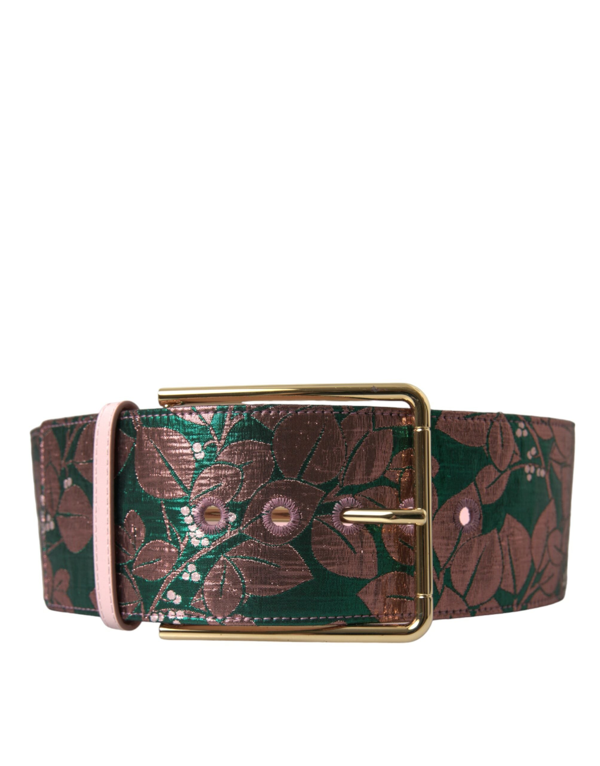 Dolce & Gabbana Multicolor Floral Jacquard Lurex Gold Buckle Belt Dolce & Gabbana