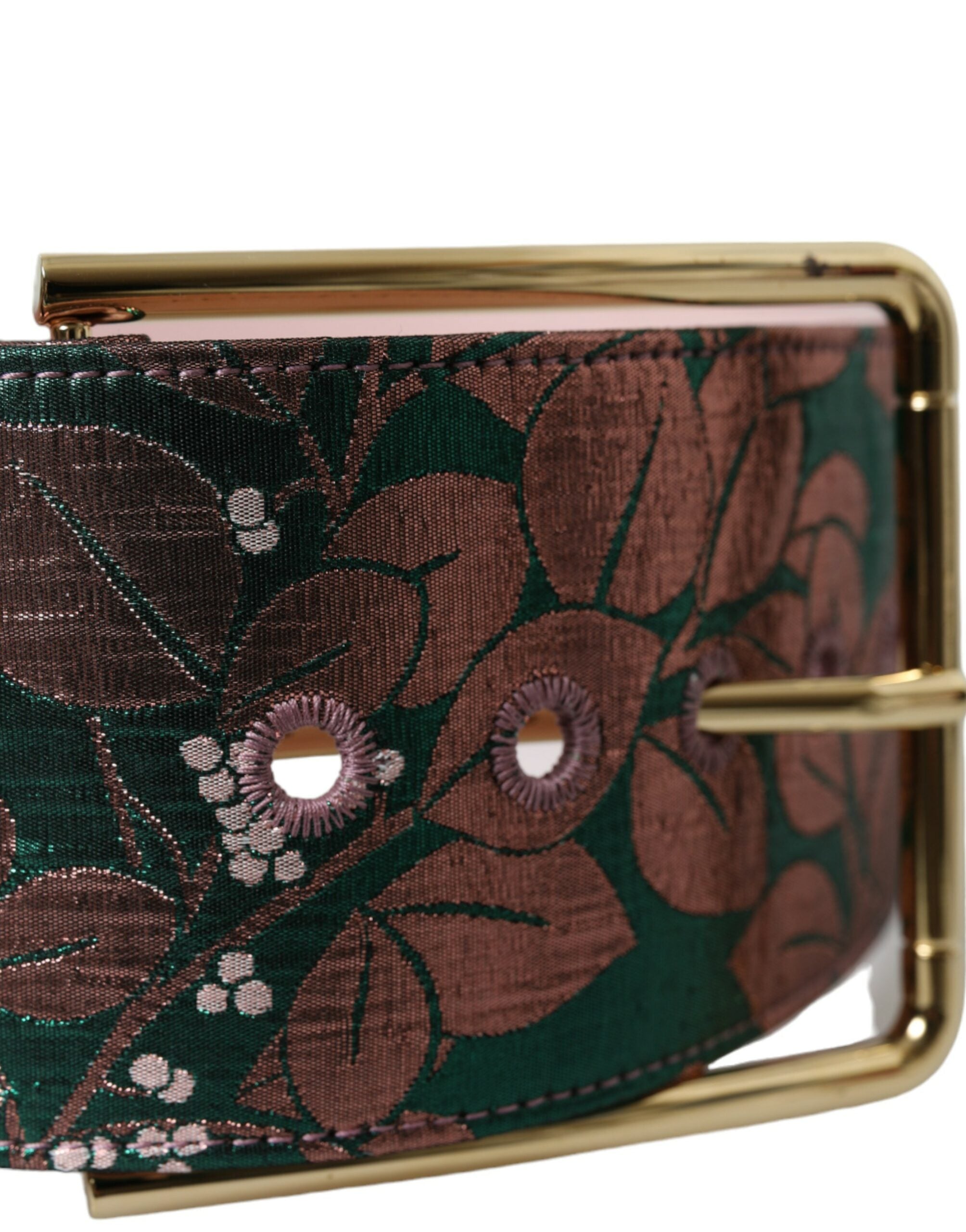 Dolce & Gabbana Multicolor Floral Jacquard Lurex Gold Buckle Belt Dolce & Gabbana