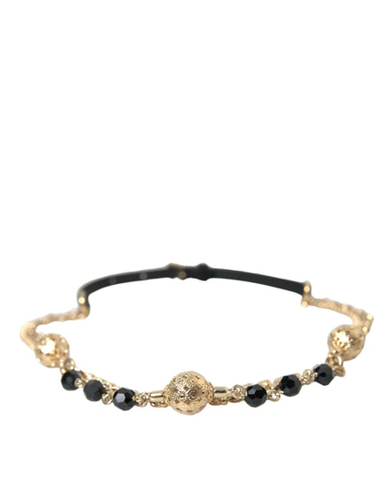 Dolce & Gabbana Black Suede Gold Chain Crystal Waist Belt Dolce & Gabbana