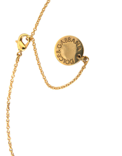 Dolce & Gabbana Gold Brass Chain Dog Heart Pendant Charm Necklace Dolce & Gabbana