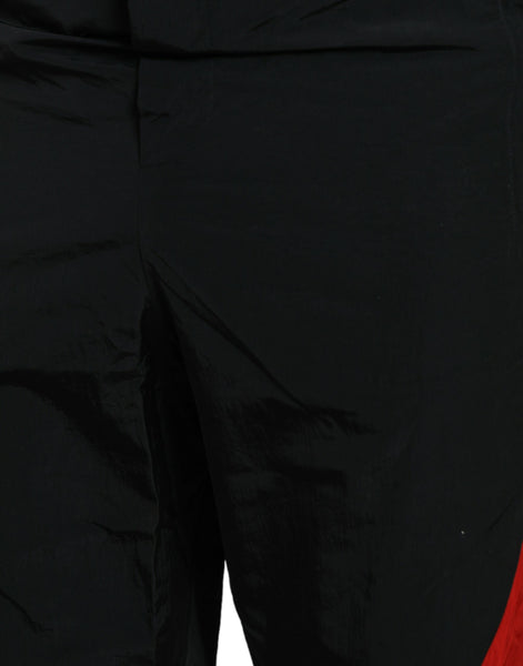 Dolce & Gabbana Black Red Leopard Print Nylon Jogger Pants Dolce & Gabbana