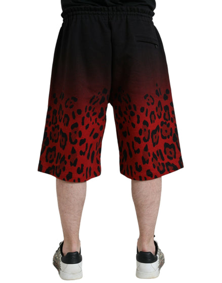 Dolce & Gabbana Red Leopard Print Cotton Bermuda Shorts Dolce & Gabbana