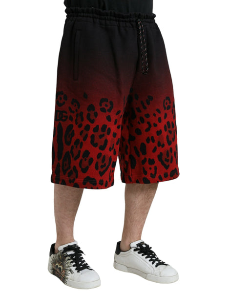 Dolce & Gabbana Red Leopard Print Cotton Bermuda Shorts Dolce & Gabbana
