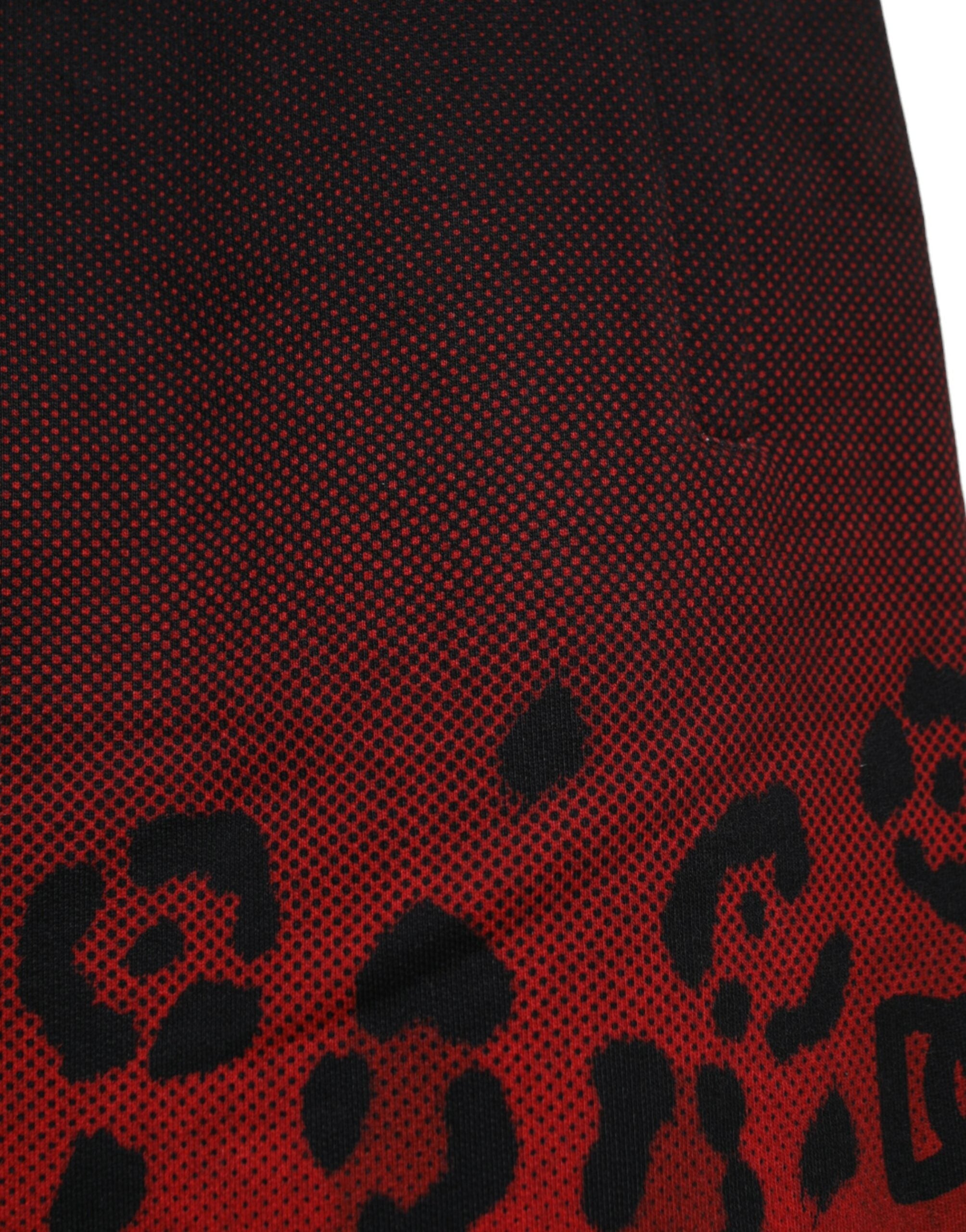 Dolce & Gabbana Red Leopard Print Cotton Bermuda Shorts Dolce & Gabbana