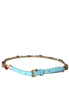 Dolce & Gabbana Light Blue Leather Crystal Chain Waist Belt Dolce & Gabbana