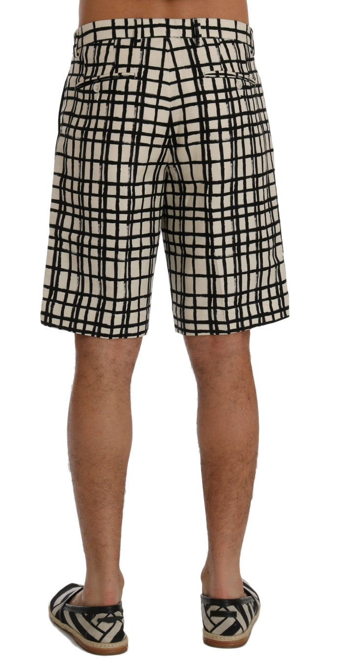 Dolce & Gabbana White Black Striped Casual Shorts Dolce & Gabbana