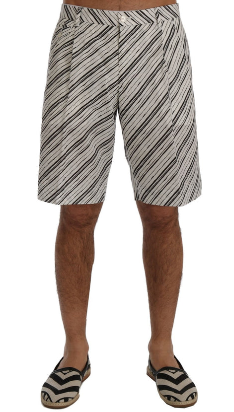 Dolce & Gabbana White Black Striped Casual Shorts Dolce & Gabbana