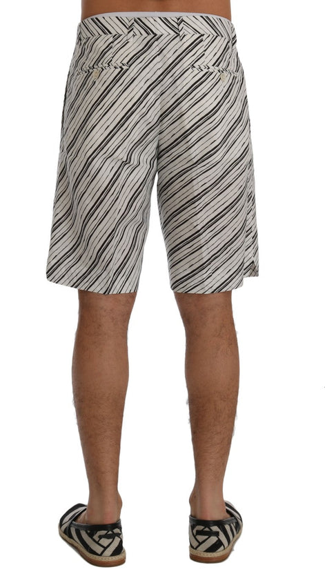 Dolce & Gabbana White Black Striped Casual Shorts Dolce & Gabbana