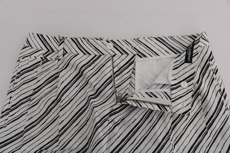 Dolce & Gabbana White Black Striped Casual Shorts Dolce & Gabbana