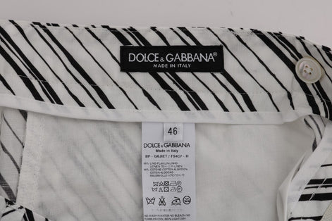 Dolce & Gabbana White Black Striped Casual Shorts Dolce & Gabbana