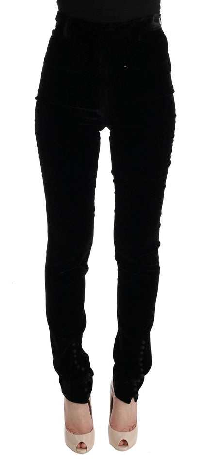Ermanno Scervino Black Velvet Slim Fit Pants Ermanno Scervino