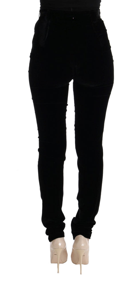 Ermanno Scervino Black Velvet Slim Fit Pants Ermanno Scervino