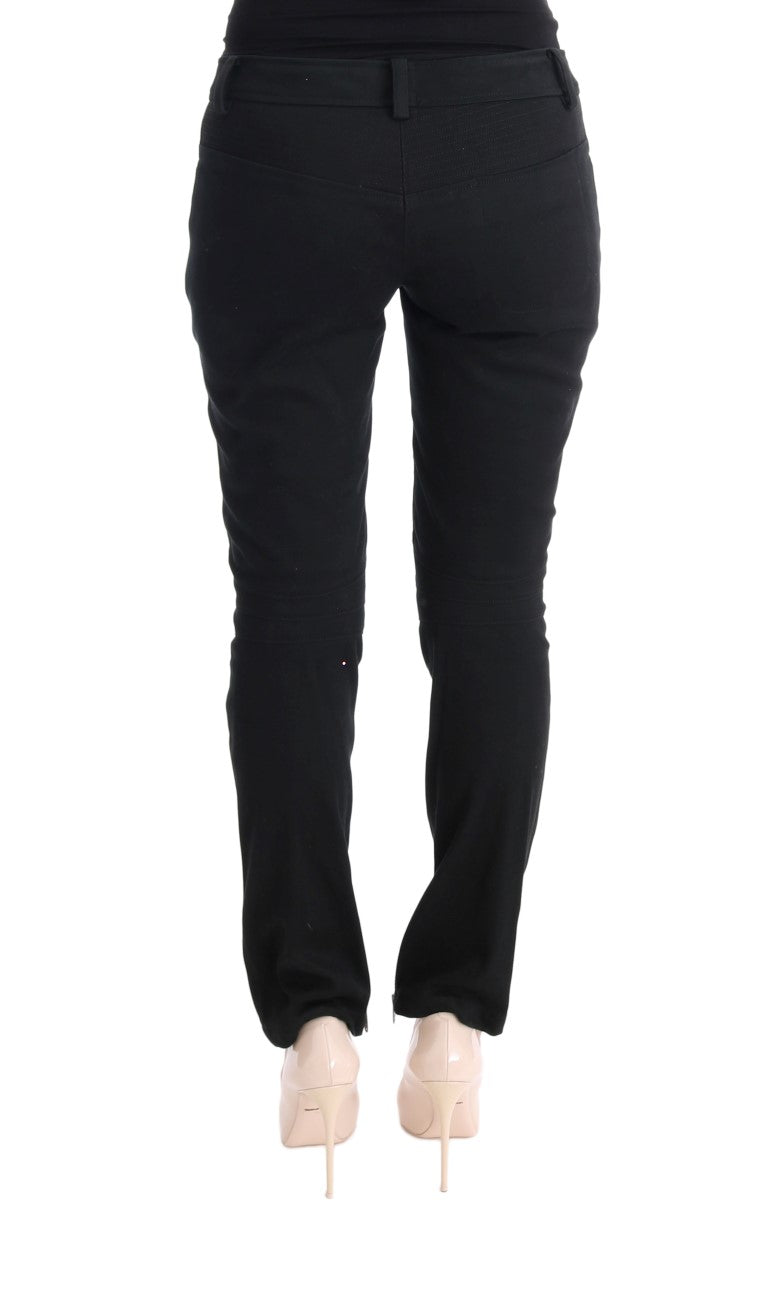 Ermanno Scervino Black Cotton Slim Fit Casual Pants Ermanno Scervino