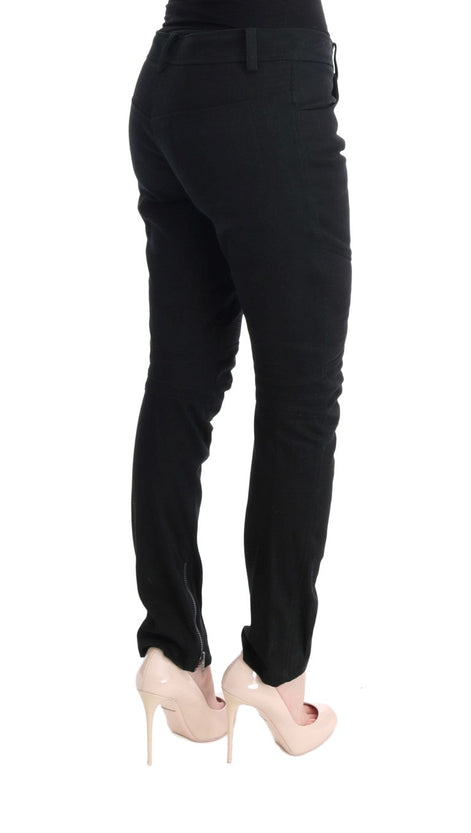 Ermanno Scervino Black Cotton Slim Fit Casual Pants Ermanno Scervino