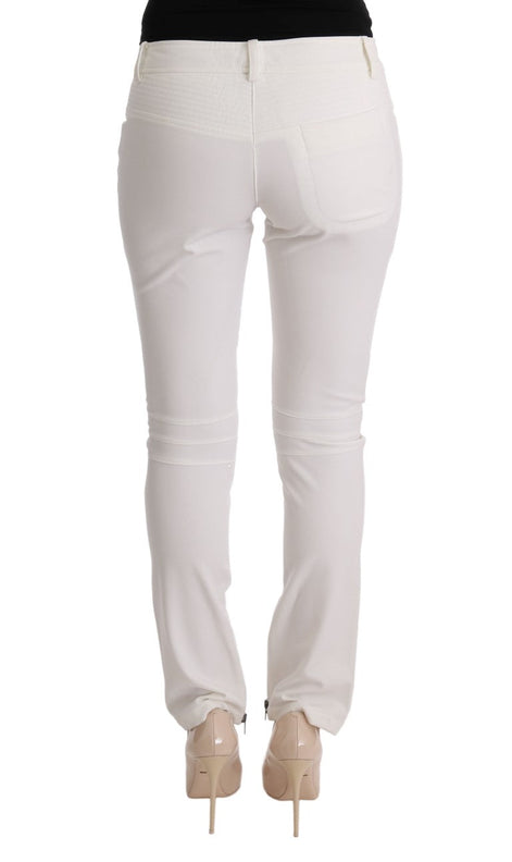 Ermanno Scervino White Cotton Slim Fit Casual Pants Ermanno Scervino