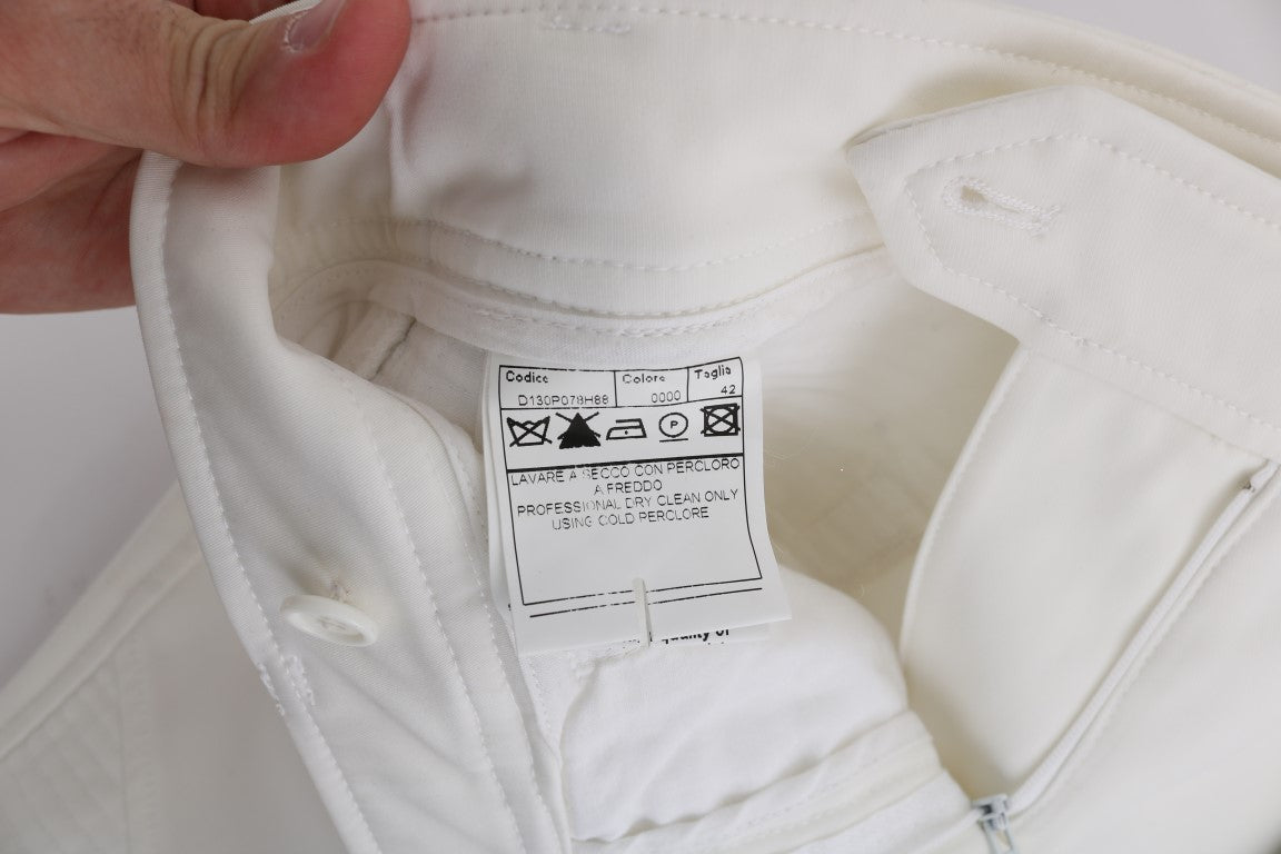 Ermanno Scervino White Cotton Slim Fit Casual Pants Ermanno Scervino