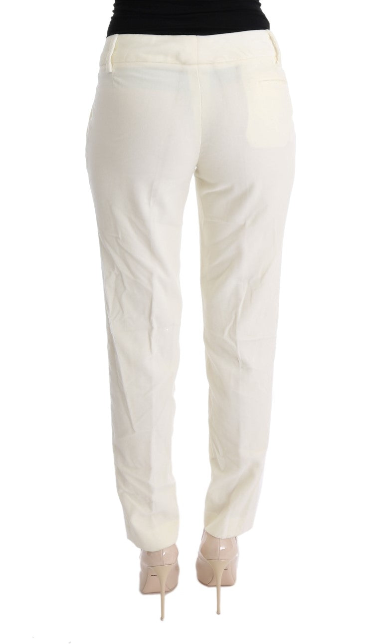 Ermanno Scervino White Cotton Regular Fit Casual Pants Ermanno Scervino
